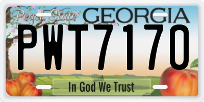 GA license plate PWT7170