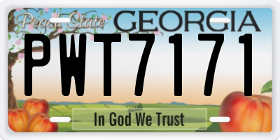 GA license plate PWT7171