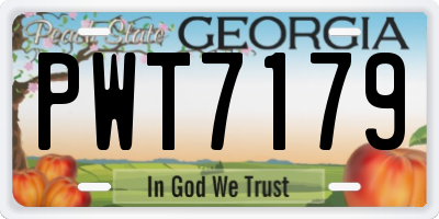 GA license plate PWT7179