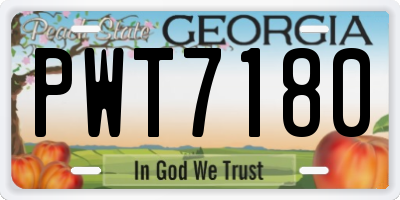 GA license plate PWT7180