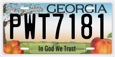 GA license plate PWT7181
