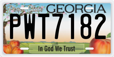 GA license plate PWT7182