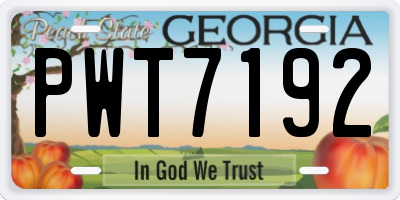 GA license plate PWT7192