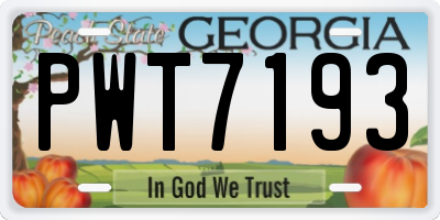 GA license plate PWT7193