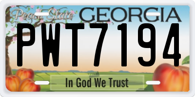GA license plate PWT7194