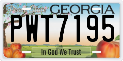 GA license plate PWT7195