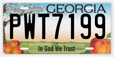 GA license plate PWT7199