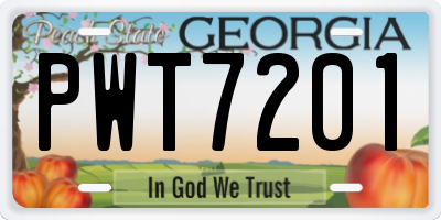 GA license plate PWT7201
