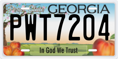 GA license plate PWT7204