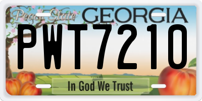 GA license plate PWT7210