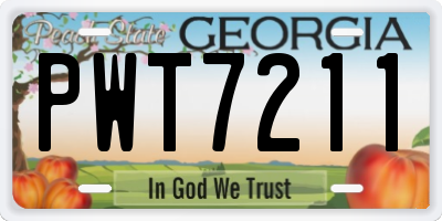 GA license plate PWT7211