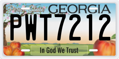 GA license plate PWT7212