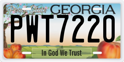 GA license plate PWT7220