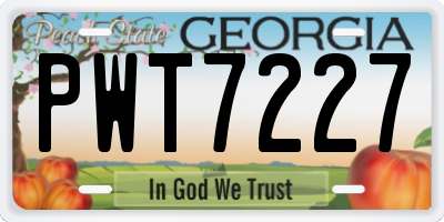 GA license plate PWT7227