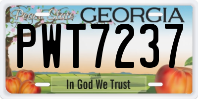 GA license plate PWT7237