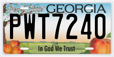 GA license plate PWT7240