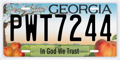 GA license plate PWT7244
