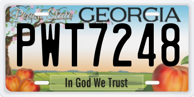 GA license plate PWT7248