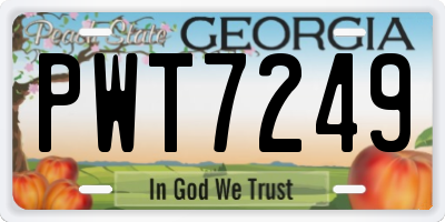 GA license plate PWT7249