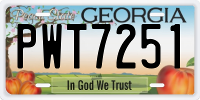 GA license plate PWT7251