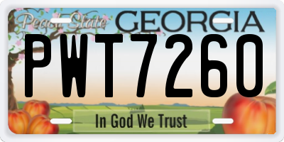 GA license plate PWT7260