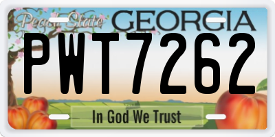 GA license plate PWT7262