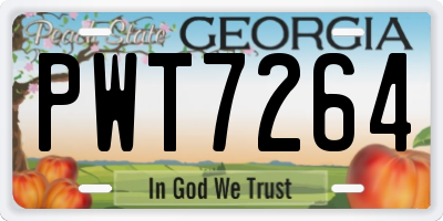GA license plate PWT7264