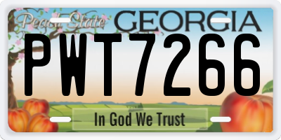 GA license plate PWT7266
