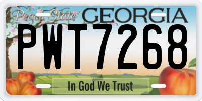 GA license plate PWT7268