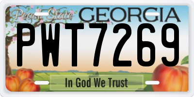 GA license plate PWT7269
