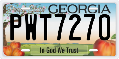 GA license plate PWT7270