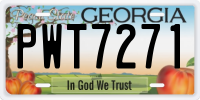 GA license plate PWT7271