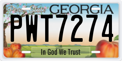 GA license plate PWT7274