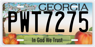 GA license plate PWT7275