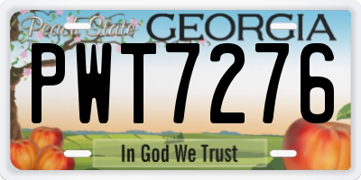 GA license plate PWT7276