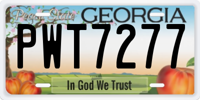GA license plate PWT7277