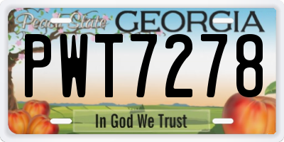GA license plate PWT7278