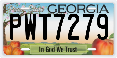 GA license plate PWT7279