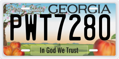 GA license plate PWT7280