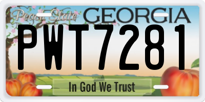 GA license plate PWT7281