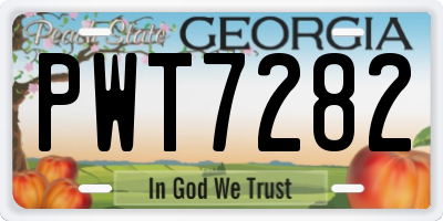 GA license plate PWT7282