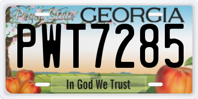 GA license plate PWT7285