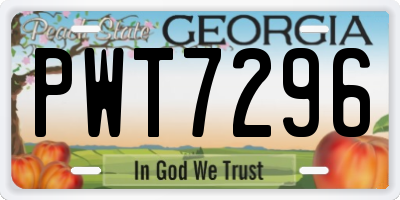 GA license plate PWT7296