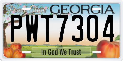 GA license plate PWT7304