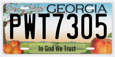 GA license plate PWT7305
