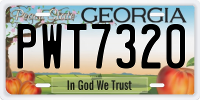GA license plate PWT7320