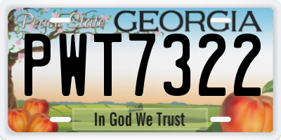 GA license plate PWT7322