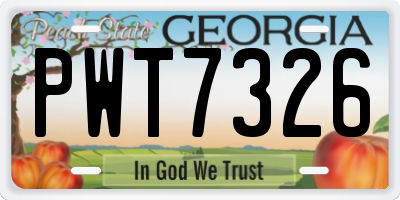 GA license plate PWT7326