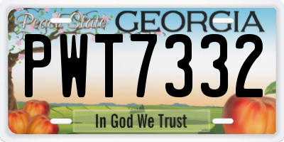 GA license plate PWT7332