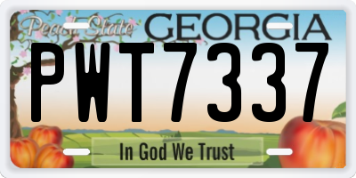 GA license plate PWT7337